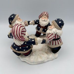 Home Interiors Christmas Four Santa Group Holding Hands Tealight Holder 2002